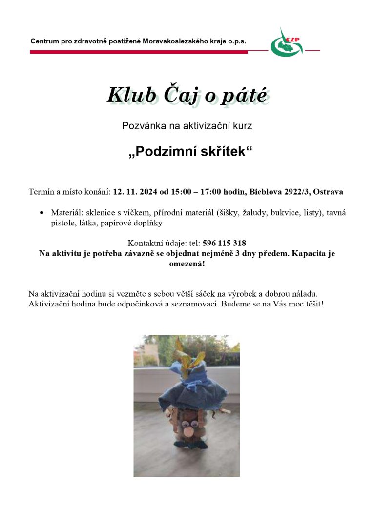 Klub Čaje o páté – podzimní skřítek