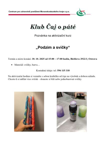Pozvánka na Klub Čaj o&nbsp;páté