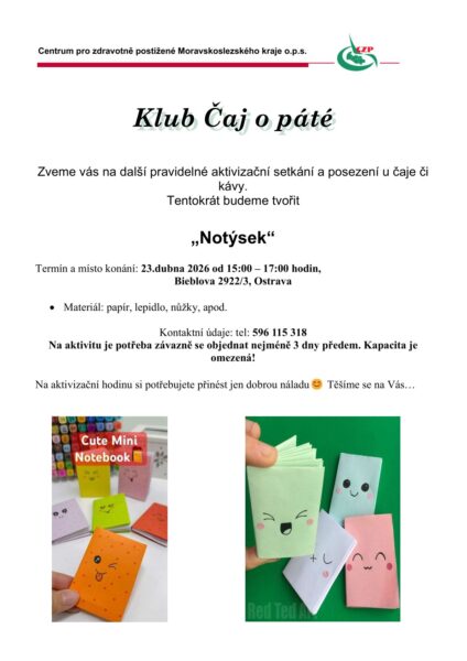 Klub Čaj o&nbsp;páté zve na dubnové tvoření