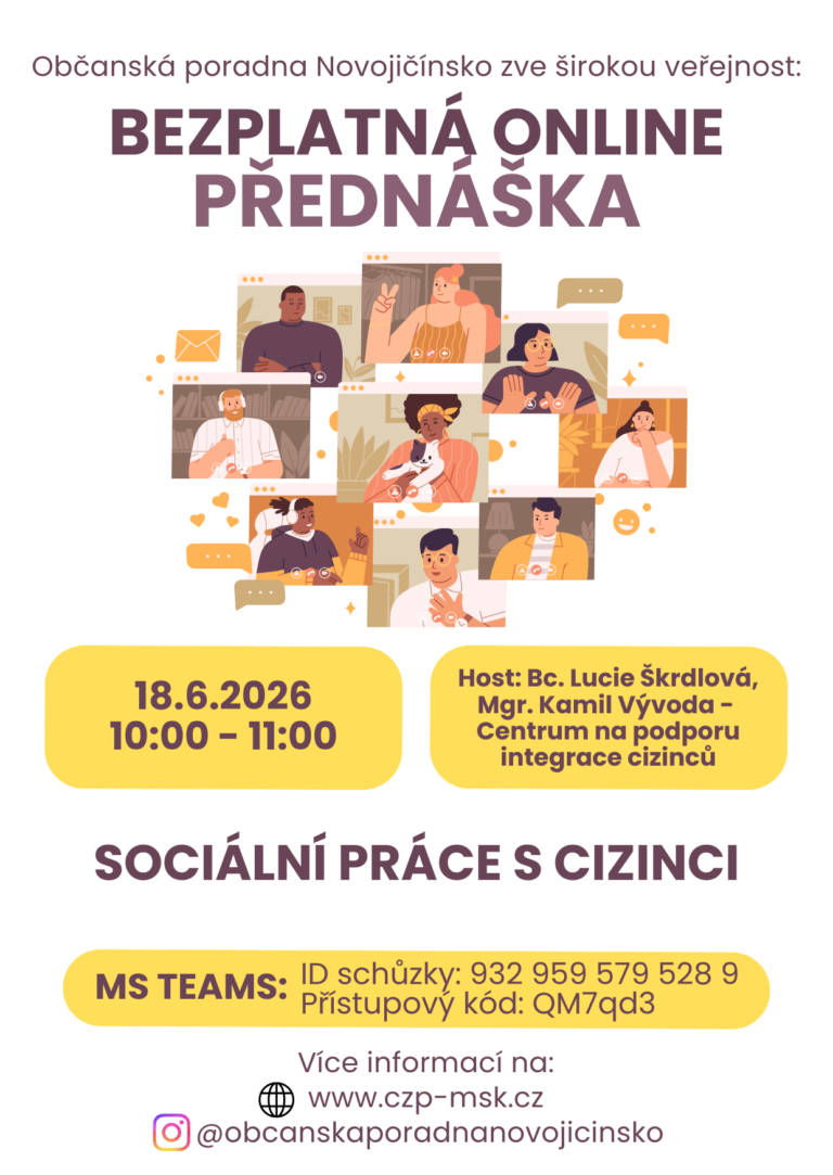 Pozvánka: Bezplatná online přednáška na téma „Sociální práce s&nbsp;cizinci“