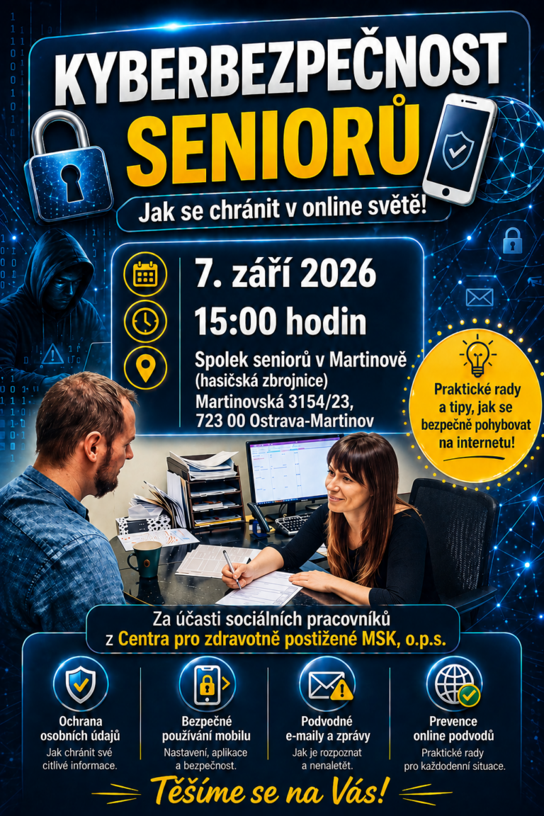 Pozvánka na přednášku v&nbsp;Ostravě: Kyberbezpečnost seniorů