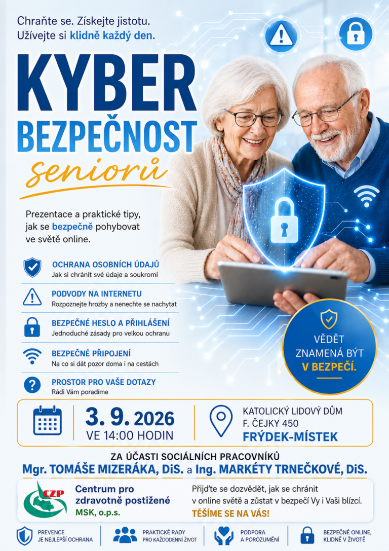 Pozvánka na přednášku ve Frýdku-Místku: Kyberbezpečnost seniorů