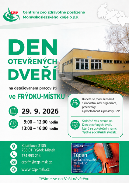 Pozvánka: Den otevřených dveří na pracovišti ve Frýdku-Místku 