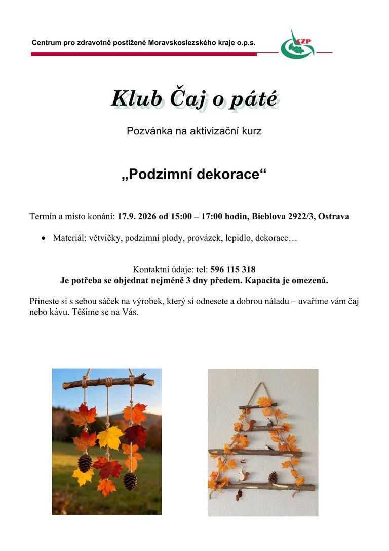 Pozvánka na Klub čaj o&nbsp;páté: Podzimní dekorace