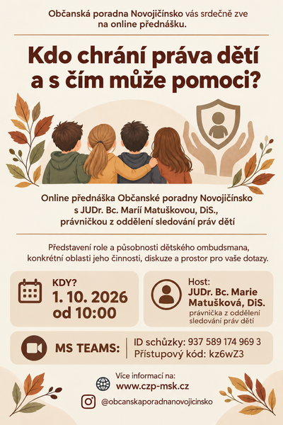 Online přednáška: Kdo chrání práva dětí a&nbsp;s&nbsp;čím může pomoci?