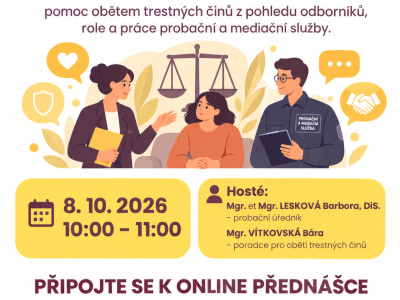 Pozvánka na bezplatnou online přednášku – Druhá šance: Jak funguje Probační a&nbsp;mediační služba