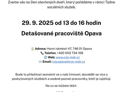 Den otevřených dveří na detašovaném pracovišti v Opavě