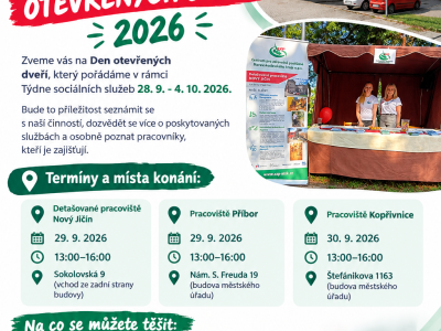 Pozvánka: Den otevřených dveří na pracovišti v Novém Jičíně